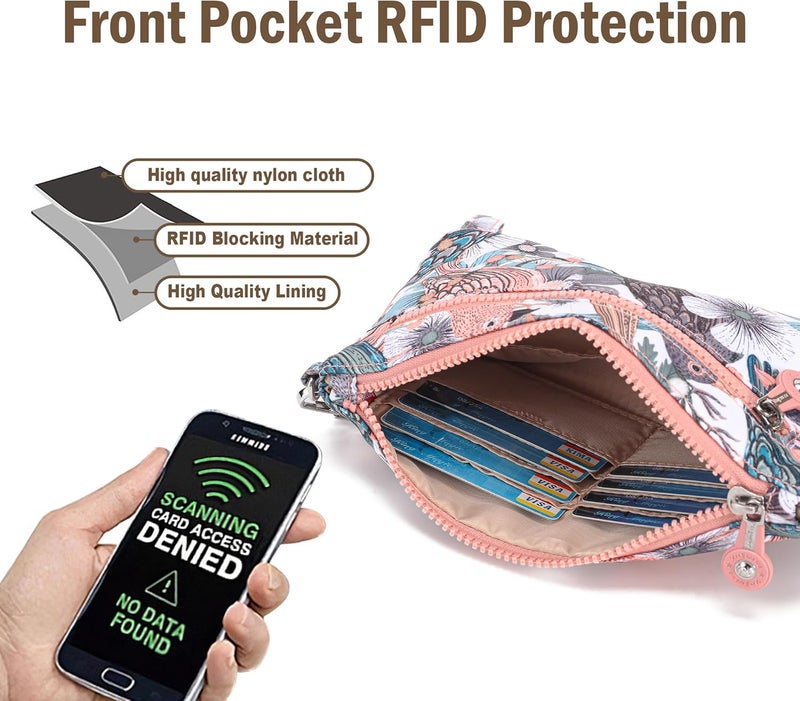 AOCINA Small Wristlet Wallet for Women RFID Blocking Crossbody Purse Gifts for Valentines Day Nylon Cell Phone Purses - Image 2